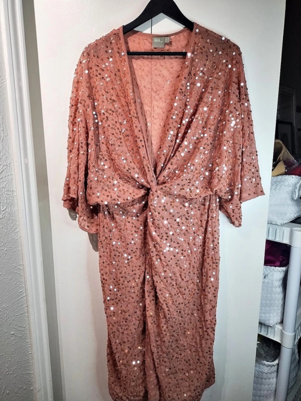 ASOS Sequin Midi Dress in Pink Size Small Like New